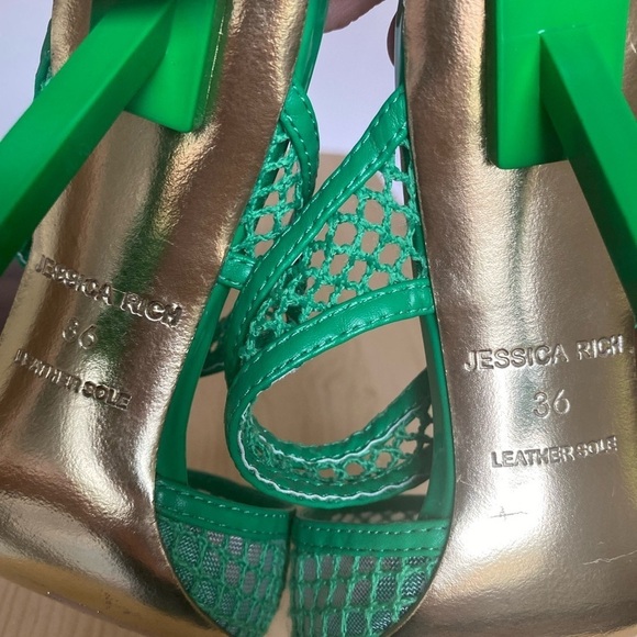 Jessica Rich Green Mesh Heels Bold Kelly Green Summer Wedding Quiet Luxury Gala - Picture 9 of 12